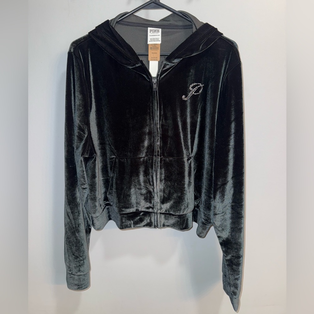 Victorias Secret PINK velour bling zip hoodie